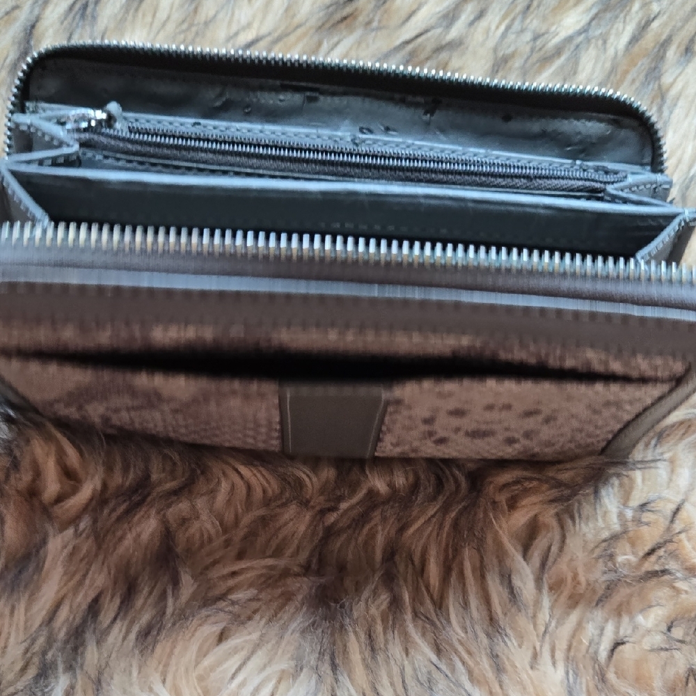 Coach leather and python snake nickel buckle gray-taupe zip around wallet - Picture 5 of 5